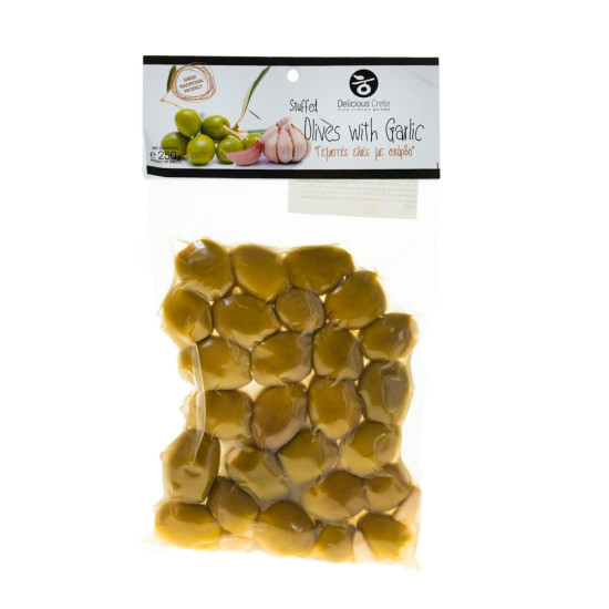 Măsline verzi umplute cu usturoi 250gr