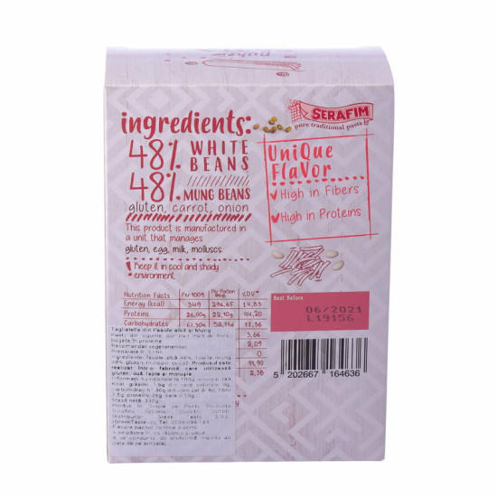 Tagliatelle din fasole albă și fasole mung 330g