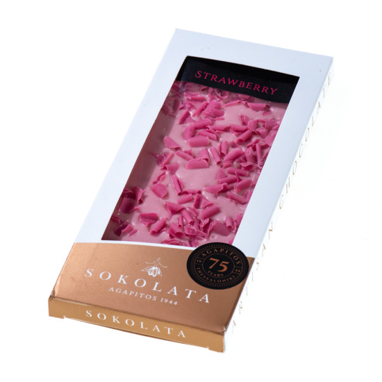 Bară hand made de ciocolată albă cu căpșuni 100 gr