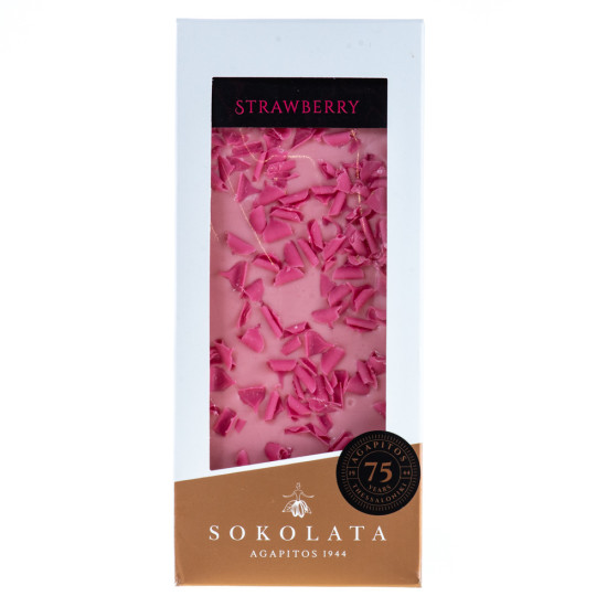 Bară hand made de ciocolată albă cu căpșuni 100 gr