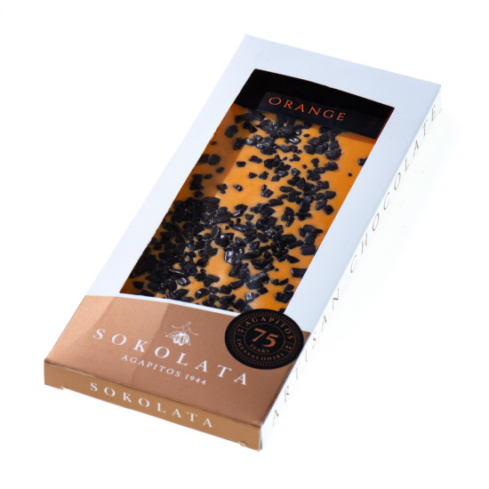 Bară hand made de ciocolată cu portocale 100 gr