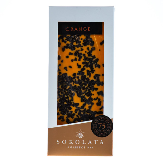 Bară hand made de ciocolată cu portocale 100 gr