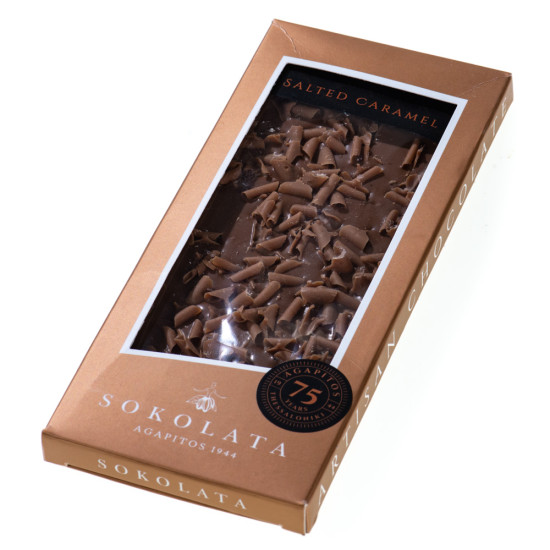 Bară hand made de ciocolată cu lapte, caramel și sare de mare 100 gr