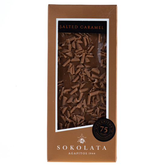 Bară hand made de ciocolată cu lapte, caramel și sare de mare 100 gr